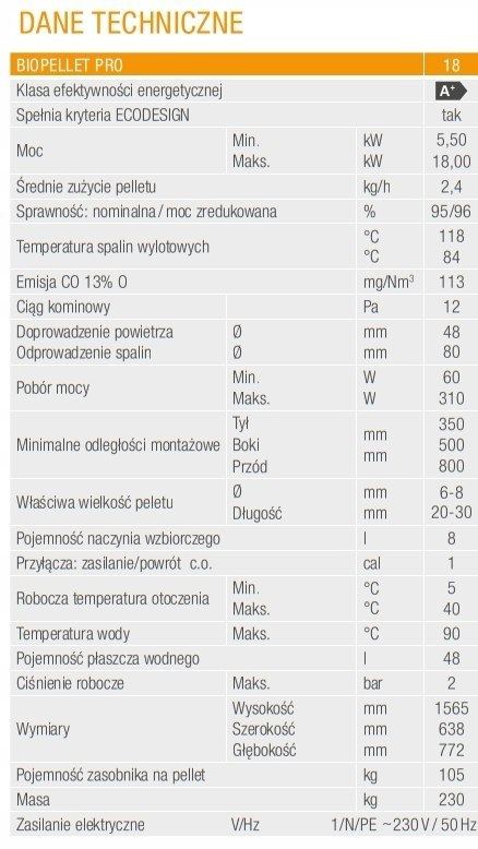 Piec Ferroli jednofunkcyjny stalowy na pellet 18 kW+ zasobnik Piec Ferroli jednofunkcyjny stalowy na pellet 18 kW+ zasobnik