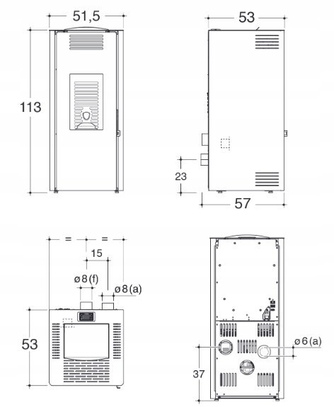 Piecyk na pellet Caminetti Retta 11,5 kW z pilotem Piecyk na pellet Caminetti Retta 11,5 kW z pilotem