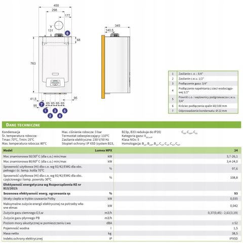 Kocioł Piec gazowy Lumea MPX 24 1 funkcyjny 767907001A Kocioł Piec gazowy Lumea MPX 24 1 funkcyjny 767907001A