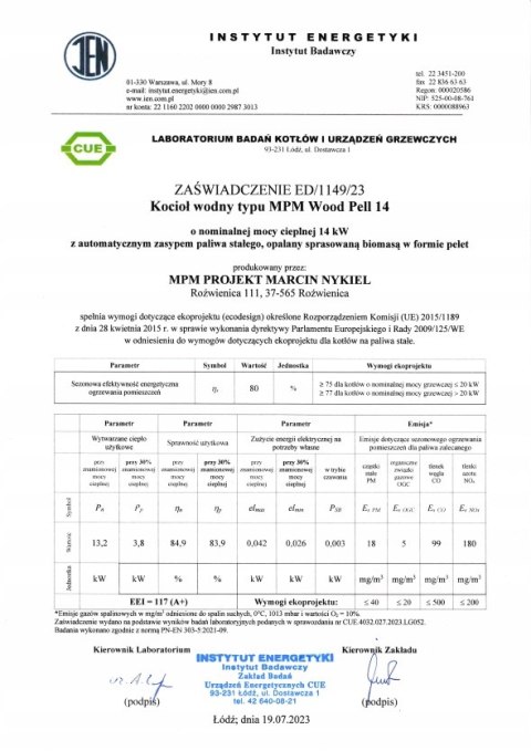Kocioł dwupaliwowy MPM Wood Pell 14 kW z palnikiem KIPI Kocioł dwupaliwowy MPM Wood Pell 14 kW z palnikiem KIPI