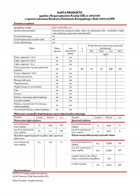 Kocioł na pellet DELTA EKOPELL 20 kW - wersja prawa Defro KCO-D-20-EP-P Kocioł na pellet DELTA EKOPELL 20 kW - wersja prawa Defro KCO-D-20-EP-P