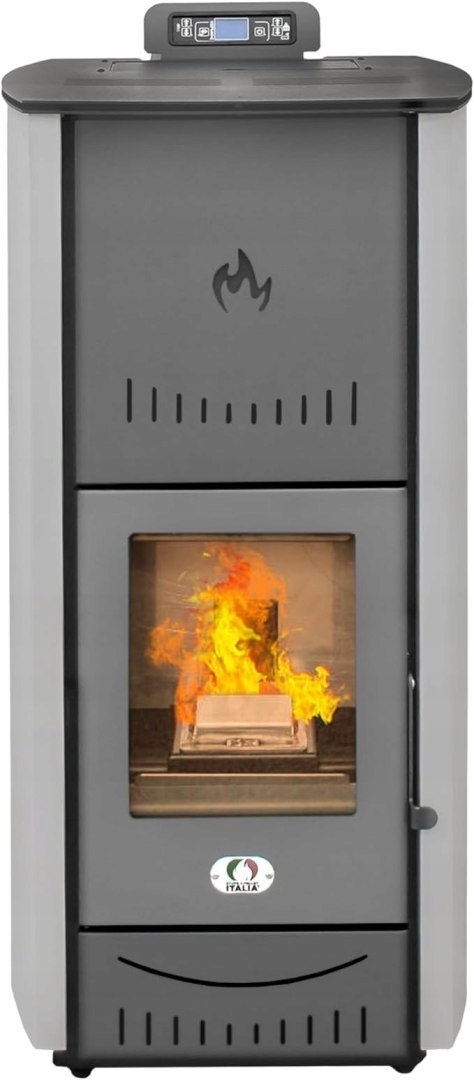 Piec na pellet Stufe Italia 20kw szary z płaszczem wodnym Wydajność 90% Piec na pellet Stufe Italia 20kw szary z płaszczem wodnym Wydajność 90%