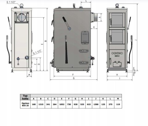 Piec stalowy na brykiet i drewno Ogniwo Bio 25 kW Piec stalowy na brykiet i drewno Ogniwo Bio 25 kW