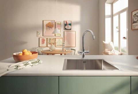 Bateria kuchenna stojąca Grohe BLUE PURE BAUCURVE srebrna, 30580000 Bateria kuchenna stojąca Grohe BLUE PURE BAUCURVE srebrna, 30580000