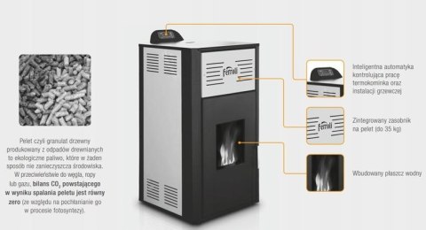 Kominek Ferroli Breta 3,6-12,0 kW pellet z płaszczem wodnym Kominek Ferroli Breta 3,6-12,0 kW pellet z płaszczem wodnym