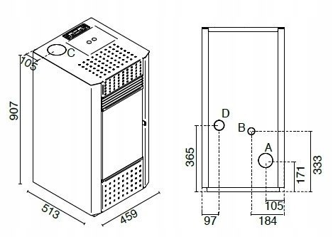 Piec Eva Calor Irma stalowy na pellet 9 kW czarny Piec Eva Calor Irma stalowy na pellet 9 kW czarny