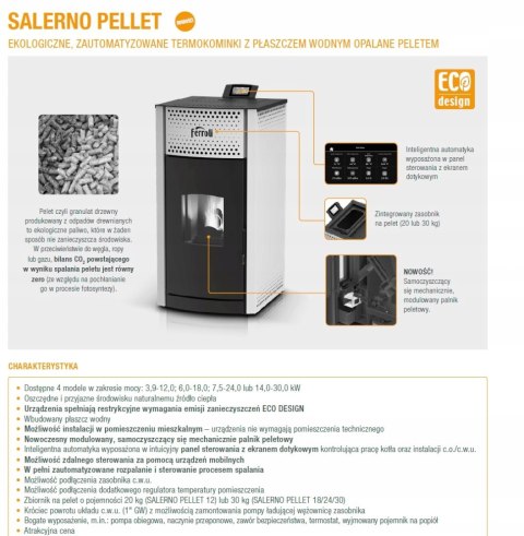 Piec, Kocioł Ferroli Salerno na pellet z płaszczem wodnym (6,0-18,0 kW) Piec, Kocioł Ferroli Salerno na pellet z płaszczem wodnym (6,0-18,0 kW)