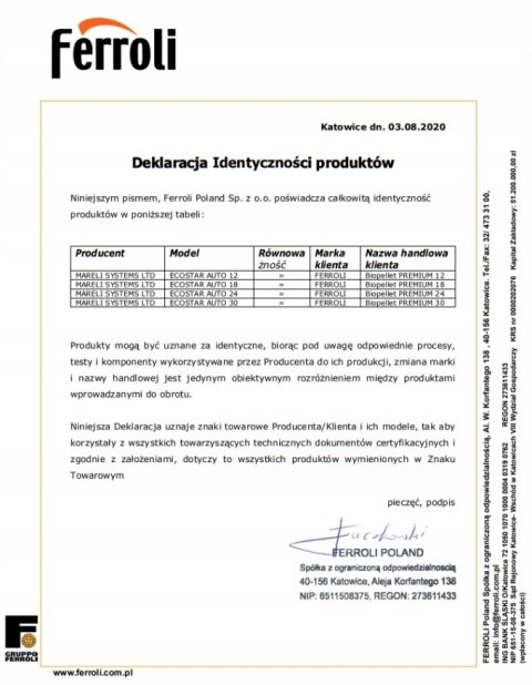 Piec Kocioł Ferroli premium na pellet 18 kW z płaszczem wodnym ZUM Piec Kocioł Ferroli premium na pellet 18 kW z płaszczem wodnym ZUM