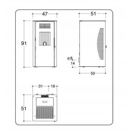 Piec na pellet Caminetti Montegrappa Piano 7 kW czarny Piec na pellet Caminetti Montegrappa Piano 7 kW czarny
