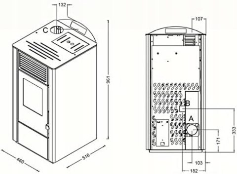 Piec na pellet kominek 9,5 kW 56301 Apex programowalny termostat Piec na pellet kominek 9,5 kW 56301 Apex programowalny termostat