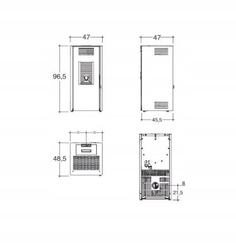 Piec na pellet Caminetti Montegrappa Lato 10 kW z nadmuchem czerwony Piec na pellet Caminetti Montegrappa Lato 10 kW z nadmuchem czerwony