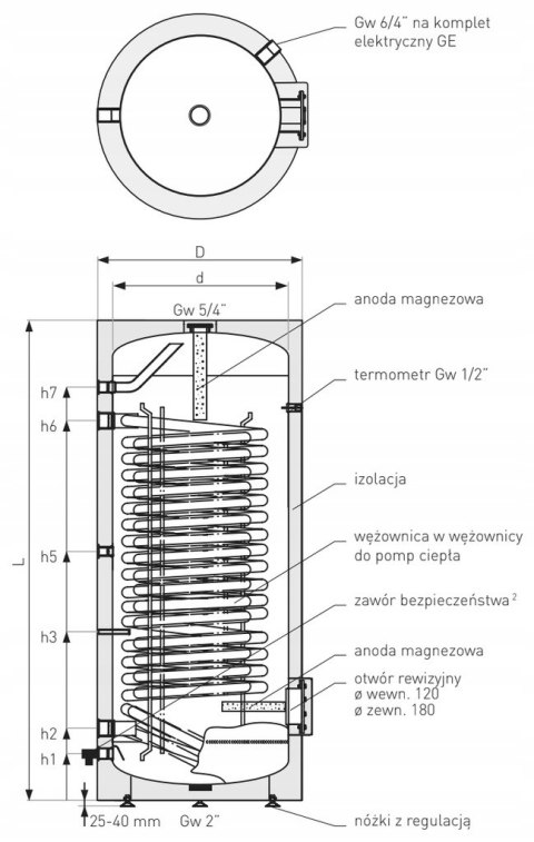 GALMET WYMIENNIK WĘŻOWNICĄ SPIRALNĄ DO POMP 250L, 26-258500N GALMET WYMIENNIK WĘŻOWNICĄ SPIRALNĄ DO POMP 250L, 26-258500N