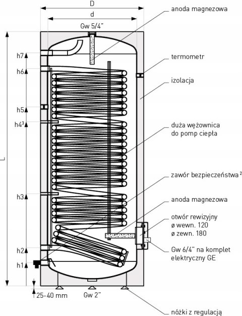 Bojler do pomp ciepła Galmet SGW(S) Tower Grand 500L, 26-504107N