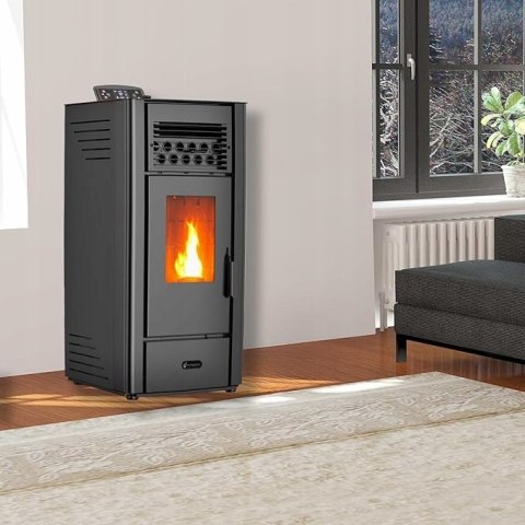 Kominek Piec na Pellet 10 KW Anita Sannover czarny Klasa energetyczna A+