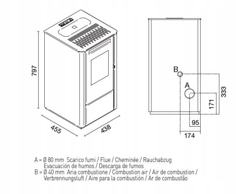 PIEC PIECYK NA PELLET EVA CALOR Thelma 9 kW | z nadmuchem | BEŻOWY TORTORA