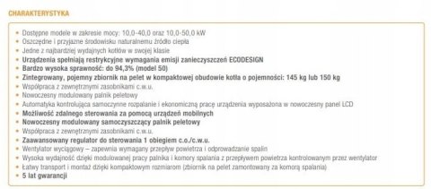 Piec Kocioł FERROLI 40kw c.o. cwu na pellet