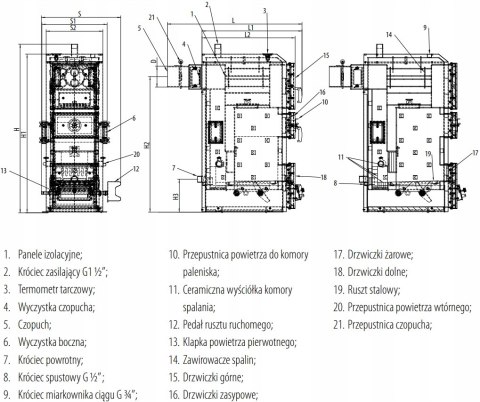 PEREKO RETRO 16/14 kW KOCIOŁ ZGAZOWUJĄCY DREWNO W-K-0073