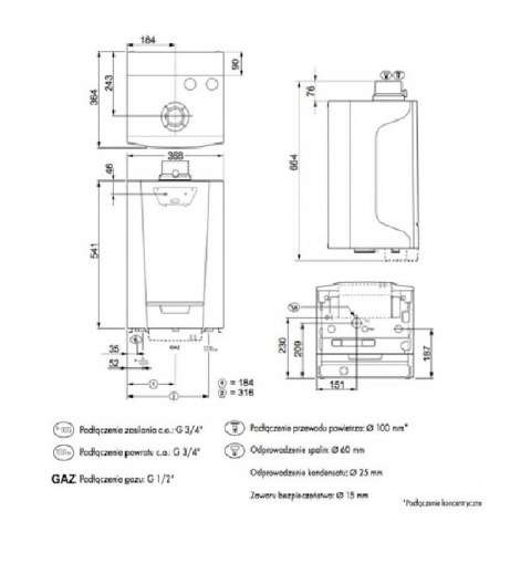 Piec De Dietrich jednofunkcyjny stalowy na gaz 24,8 kW