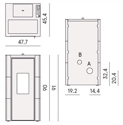 Piec na pellet Cadel Cristal 7,0 kW antracyt