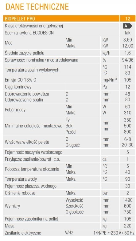 KOCIOŁ PIEC NA PELLET FERROLI PRO 12kW Z PŁASZCZEM WODNYM ZUM