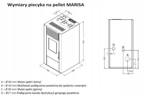 Piec piecyk kominek na pelet Marisa 9kW DGP czarny biały bordowy pilot