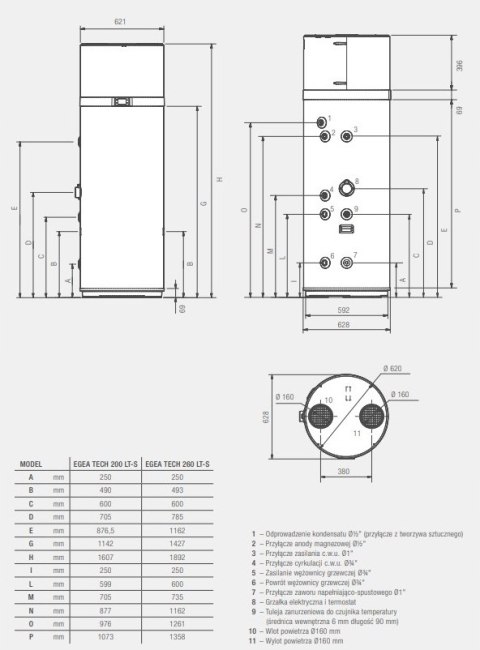 Pompa ciepła Ferroli EGEA TECH 260 LT-S c.w.u. z zasobnikem 247 l, 2CP0027F