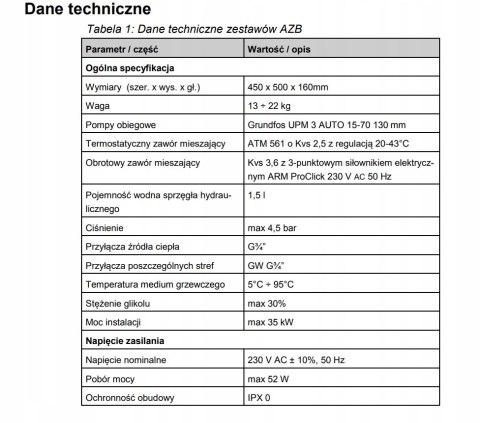 Zestaw mieszający PrimoBox AZB 355, szafka, 2 zawory z siłownikiem ARM 141