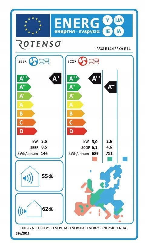 Klimatyzator IMOTO 3,5 kW wewnętrzny i zewnętrzny split I35XO R14