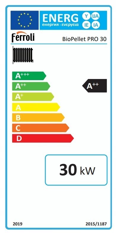 Piec, Kocioł ferroli na pellet Biopellet Pro 30 kW z płaszczem wodnym ZUM