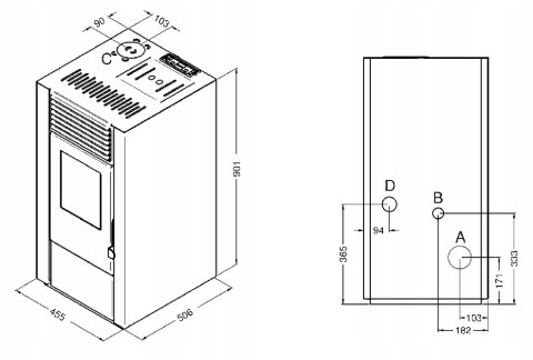 Piec piecyk na pellet Marisa 9kW AUTOMAT z pilotem DGP