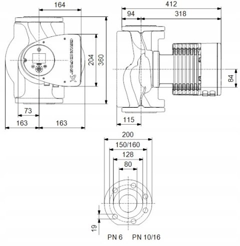 Pompa obiegowa elektroniczna MAGNA3 80-120 F 360 Grundfos, 97924310